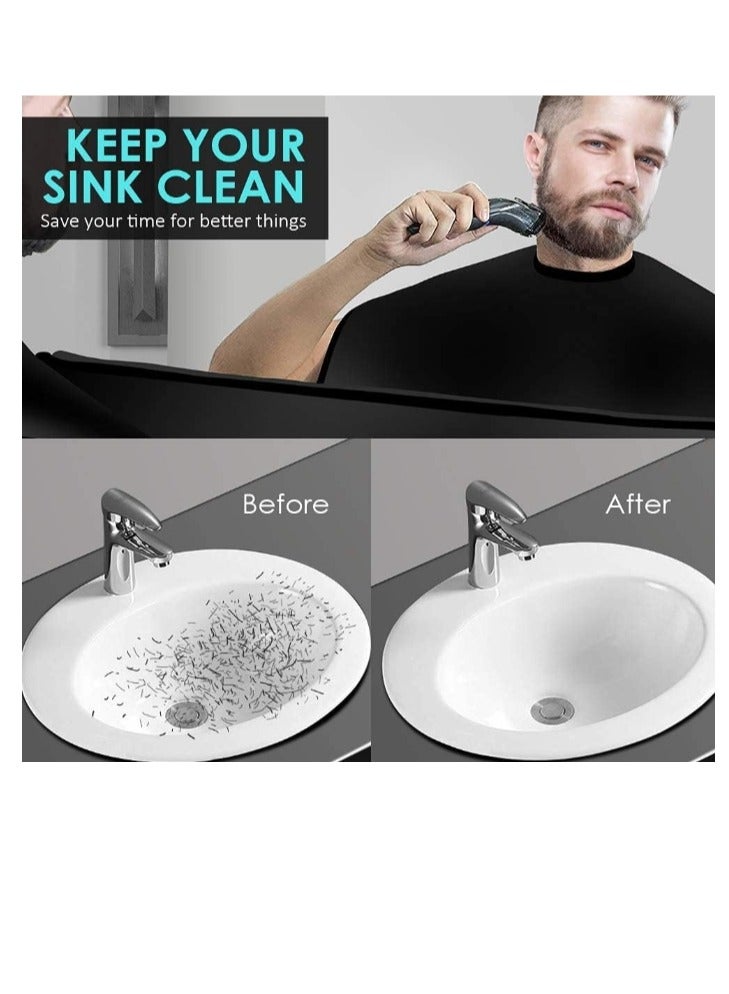 Beard Bib, Portable Beard Apron For Men, Beard Hair Catcher For Shaving Waterproof and Non-Stick Beard Cape Grooming Cloth Black