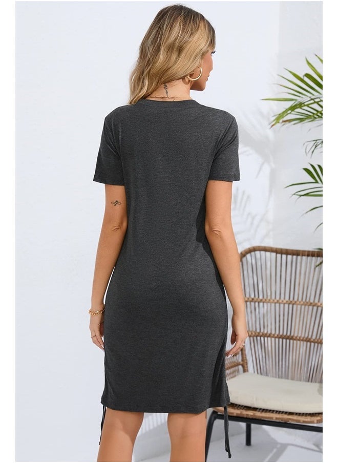 Sosolism - 4 in 1 Women's Maternity Nursing T-Shirt Dress for Breastfeeding Solid Short Sleeve Top - Image 1