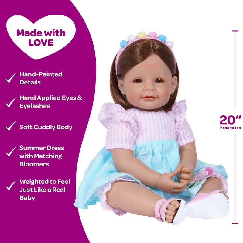 Adora Toddler Time Babies, 20" Premium Doll with Hand Painted Eyelashes and Face, Fresh Baby Powder Scent and Removable Clothing, Birthday Gift for Ages 6+ - Summer Flamingo - Image 4