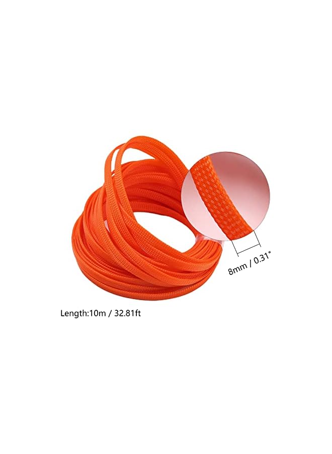 promass 32.8ft Length PET Flexible Expandable Braided Cable Sleeves 0.31inch Width Wire Loom Sleeving and Organizers Flexible Wire Mesh Sleeves for TV Audio PC Computer Cords from Pets Chewing Orange - Image 2