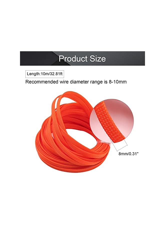 promass 32.8ft Length PET Flexible Expandable Braided Cable Sleeves 0.31inch Width Wire Loom Sleeving and Organizers Flexible Wire Mesh Sleeves for TV Audio PC Computer Cords from Pets Chewing Orange - Image 5