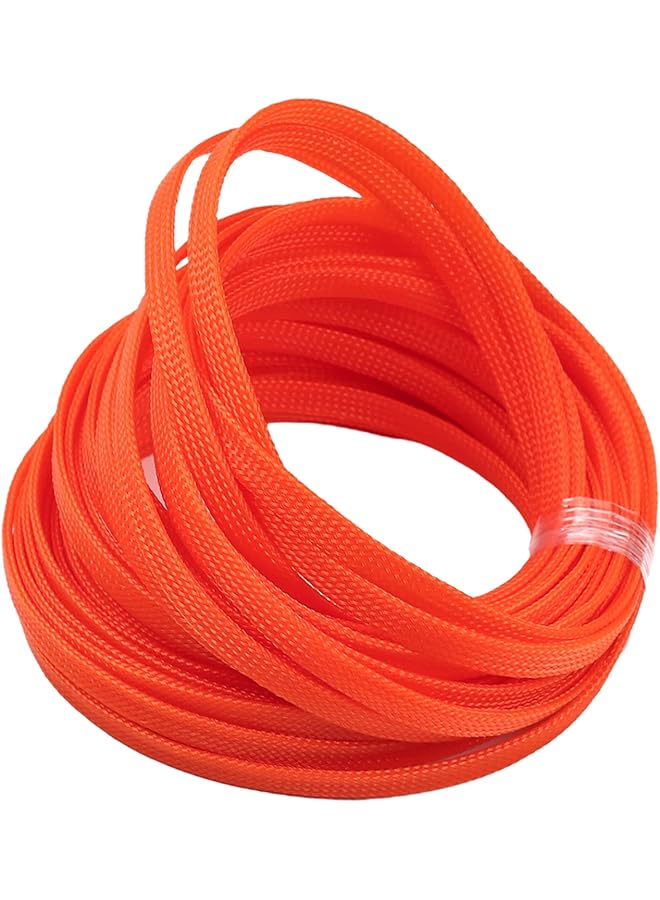 promass 32.8ft Length PET Flexible Expandable Braided Cable Sleeves 0.31inch Width Wire Loom Sleeving and Organizers Flexible Wire Mesh Sleeves for TV Audio PC Computer Cords from Pets Chewing Orange - Image 1