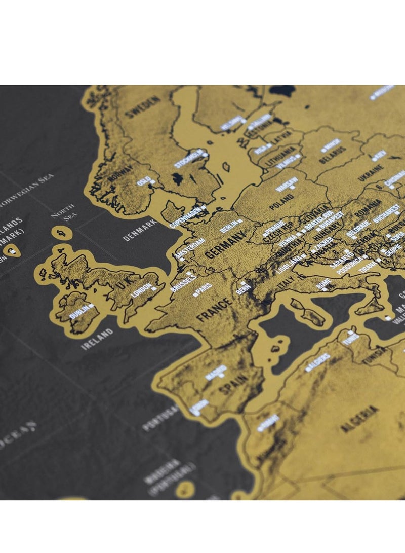 Cool Baby COOLBABY Poster Scratch-Off World Map Decal Luxury Scratch-Off Travel Map Designed For Travelers 82x60 cm  - Image 4