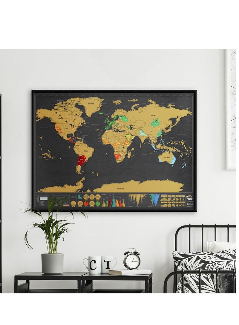 Cool Baby COOLBABY Poster Scratch-Off World Map Decal Luxury Scratch-Off Travel Map Designed For Travelers 82x60 cm  - Image 5