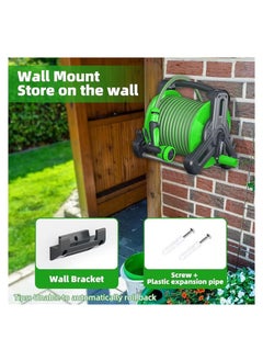 XiuWoo Garden Hose Reel Set, 22M Wall Mount Water Hose Reel with Nozzle, for Garden Watering and Car Washing  - Image 2