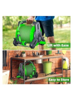 XiuWoo Garden Hose Reel Set, 22M Wall Mount Water Hose Reel with Nozzle, for Garden Watering and Car Washing  - Image 5