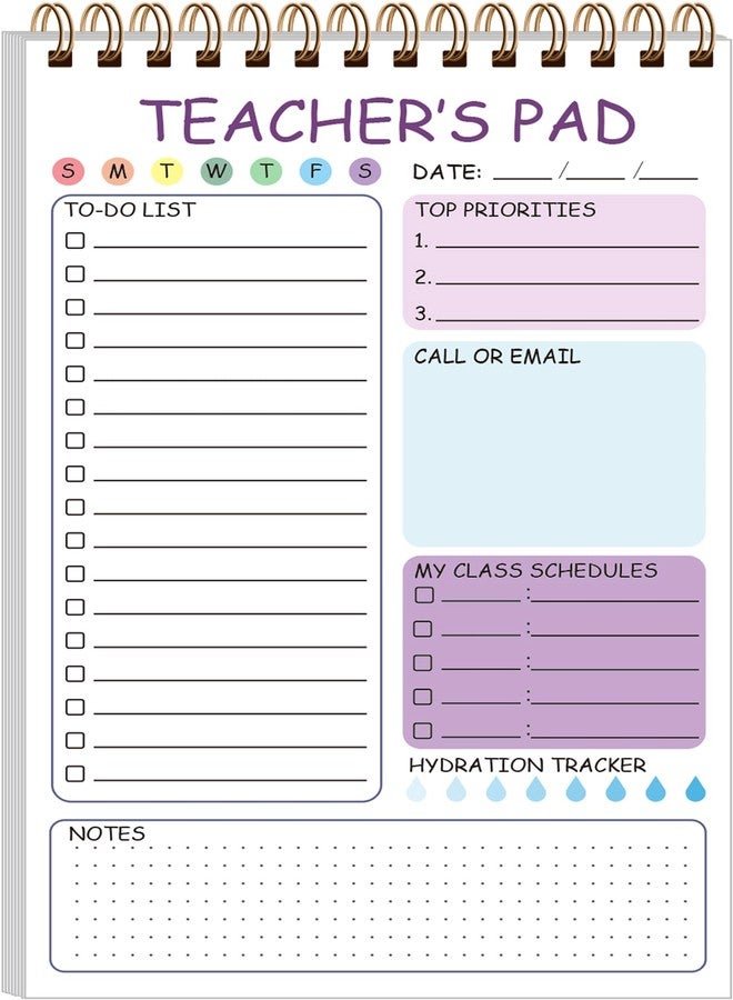 Tuun Fuplan Teacher Notepad - Teacher Appreciation Gifts with 50 Sheets, Daily To Do List Notepad, Spiral Checklist Notebook Organizer for Teachers Woman Man Notes Task Appointment, 5.8'' x 8.3'', Purple - Image 1