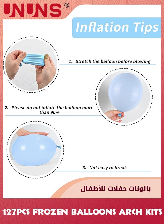 UNUNS Frozen Birthday Party Supplies,127Pcs Winter Snowflake Balloon Garland Arch Kit,Frozen Wonderland Party Supplies,Snowflake Blue Purple Latex Foil Balloon Set,Princess Girl Frozen Theme Party Decor - Image 2