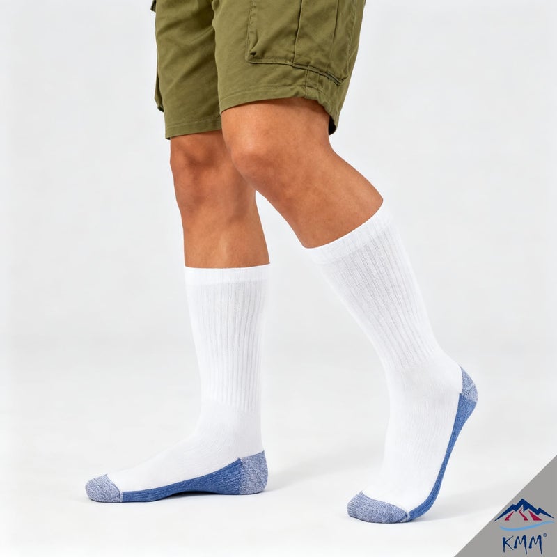 MM Men's Cotton Full Thick Cushion Crew Socks Moisture Control Heavy Duty Work Boot Warm Thermal Anti Wicking Sweat Blisters - Image 2