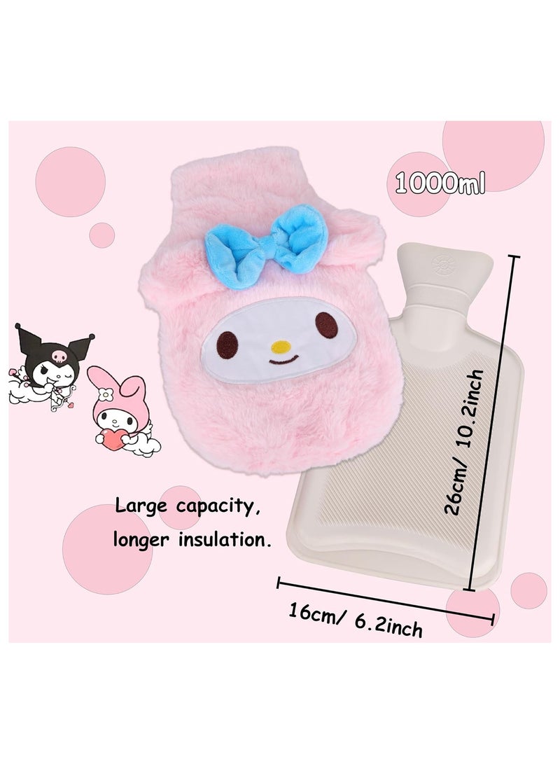 general Cartoon Melody Hot Water Bottle Foot Warmer 1L Hot Water Bottle & Cold Compress with Cute Anime Character Plush Set Relieve pain with a cute faux fur case - Image 2