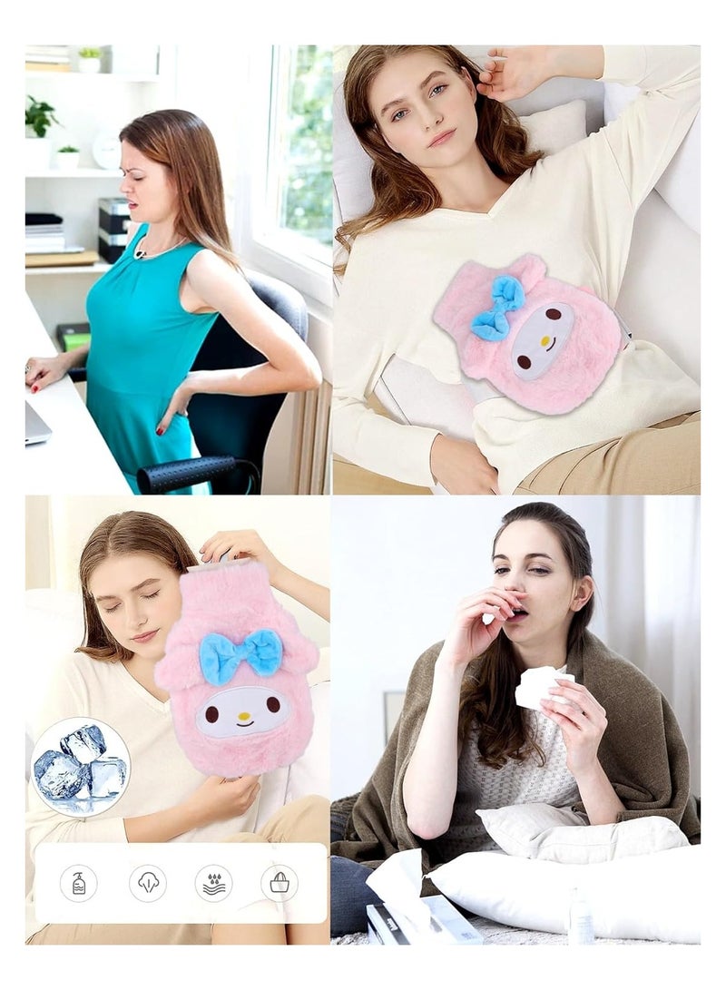 general Cartoon Melody Hot Water Bottle Foot Warmer 1L Hot Water Bottle & Cold Compress with Cute Anime Character Plush Set Relieve pain with a cute faux fur case - Image 4