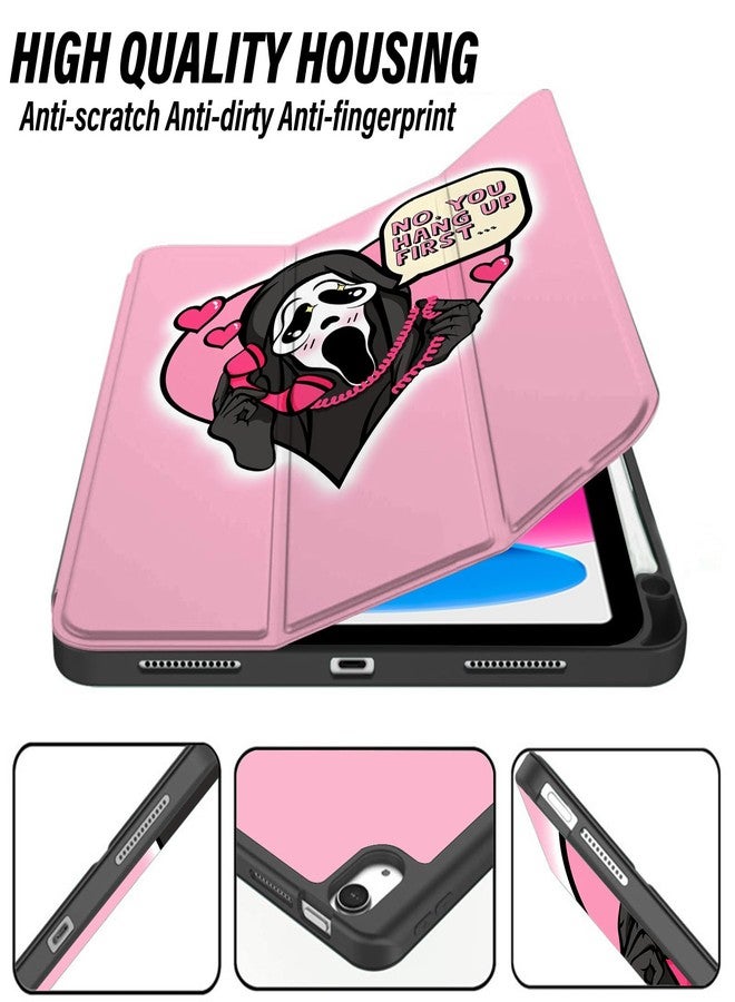 Cabreche Compatible with iPad (A16) 11th Generation 11 Inch 2025,Compatible with 10th Generation Case 2022 Compatible with iPad 10.9 Inch Case Pencil Holder Soft Women Girls Cute-Pink Skull Skeleton - Image 5