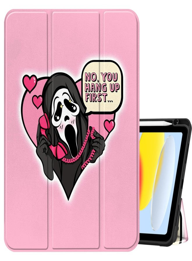 Cabreche Compatible with iPad (A16) 11th Generation 11 Inch 2025,Compatible with 10th Generation Case 2022 Compatible with iPad 10.9 Inch Case Pencil Holder Soft Women Girls Cute-Pink Skull Skeleton - Image 1