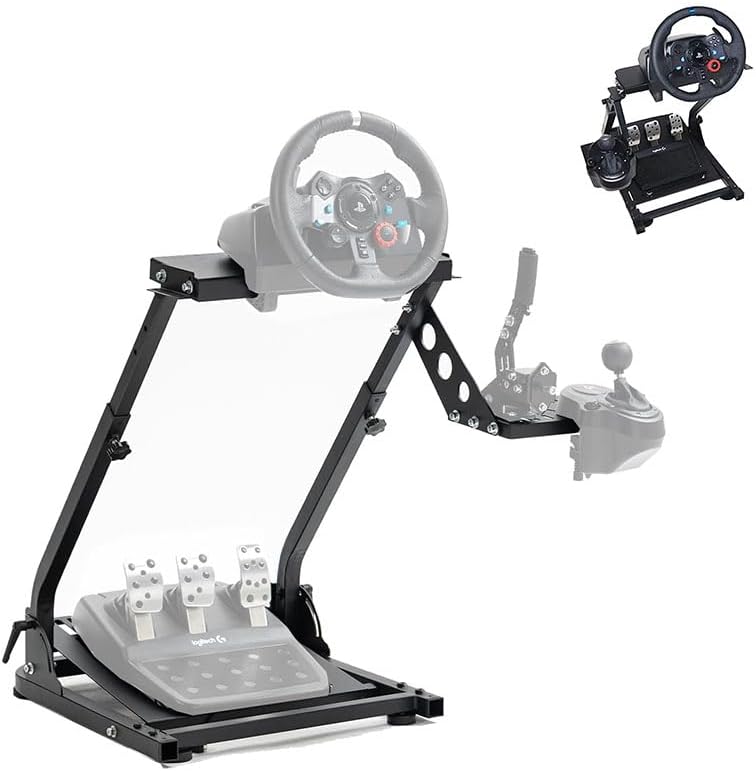 JUSTADIL Racing Steering Wheel Stand for Logitech G920/G25/G27/G29 Wheel, Driving Gaming Simulator Racing Rig, Not Including Pedal & Shifters (Black) - Image 1
