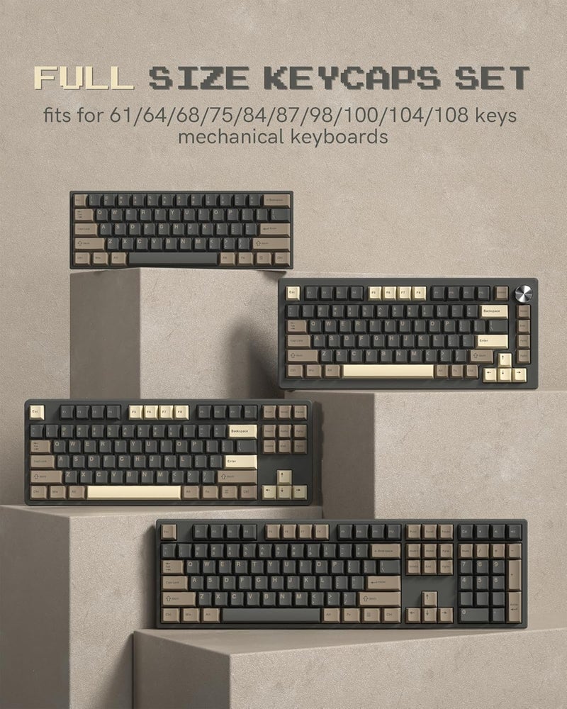 COSTOM Womier PBT Doubleshot Keycaps, Cherry Profile Retro, 60/65/75/100 Percent, 61/64/68/84/87/100/104/108 Gaming Mechanical Keyboard Keycaps, 132 Keys Set (Brown Gray) - Image 5