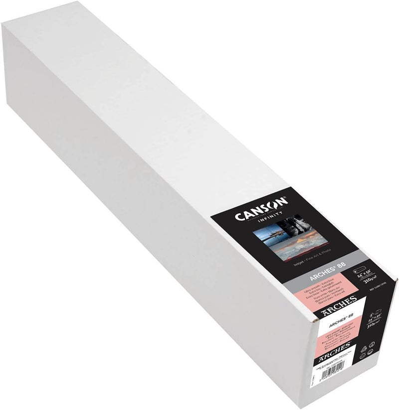 CANSON Canson Infinity Arches 88 Ultra Smooth Pure White Matte Inkjet Paper 310gsm 24 x 50 roll  - Image 1