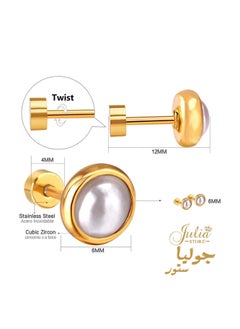 18G Pearl Screw Back Small Stud Earrings for Women Girls Minimalist 14K Gold Plated Surgical Steel Cartilage Tragus Piercing Studs Hypoallergenic for Sensitive Ears Valentine's Gift By Julia Store - pzsku/ZA33371BAAEF53951EE04Z/45/_/1716340668/c6138e9a-44ab-4b4c-92ac-0d189d5d3a21