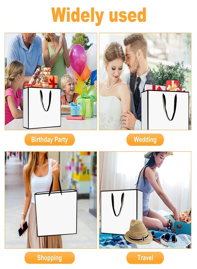 Xloey White and Black Gift Bags,6Pcs 17"x5.5"x12.6" Large Gift Bags with Handles,Kraft Paper Shopping Bags with Ribbon Handles,Gift Wrap Bags for Wedding,Birthday,Christmas,Anniversary - Image 5