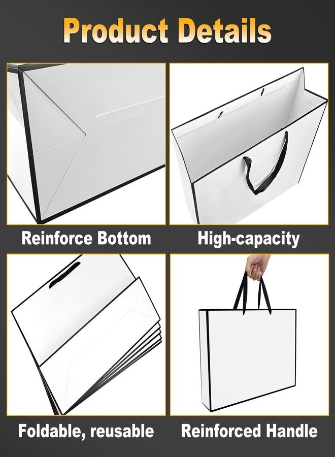 Xloey White and Black Gift Bags,6Pcs 17"x5.5"x12.6" Large Gift Bags with Handles,Kraft Paper Shopping Bags with Ribbon Handles,Gift Wrap Bags for Wedding,Birthday,Christmas,Anniversary - Image 3