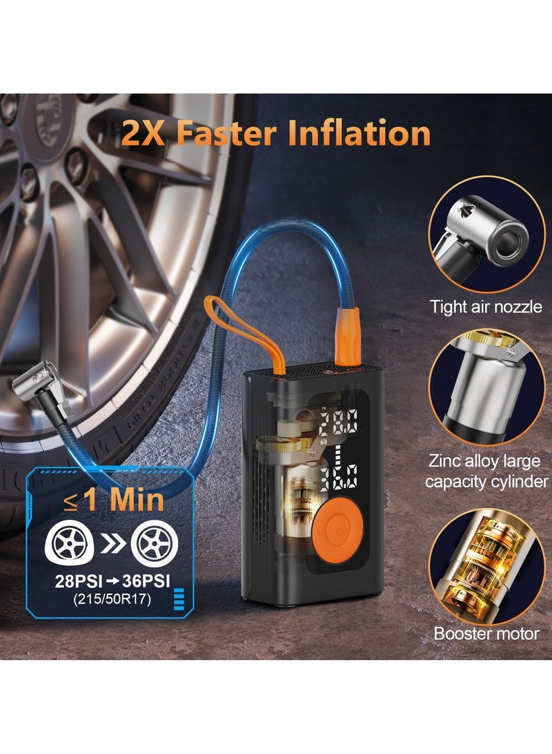 Generic Tire Inflator Portable Air Compressor for Car Tires, 2X Fast Cordless Air Pump with Car Tires Pressure Gauge, 150 PSI Portable Tire Inflator for Car Bike Motorcycle (Black, Standard) - Image 3