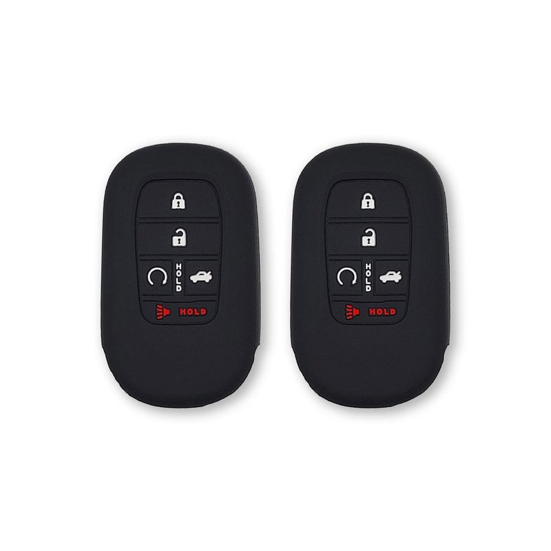 Autobase Silicone Key Fob Cover for 2022 2023 2024 2025 2026 Honda Civic Accord HR-V CR-V Pilot Sport SI EX EX-L Touring | 2026 Car Accessory | Key Protection Case - 2 Pcs (Black) - Image 1