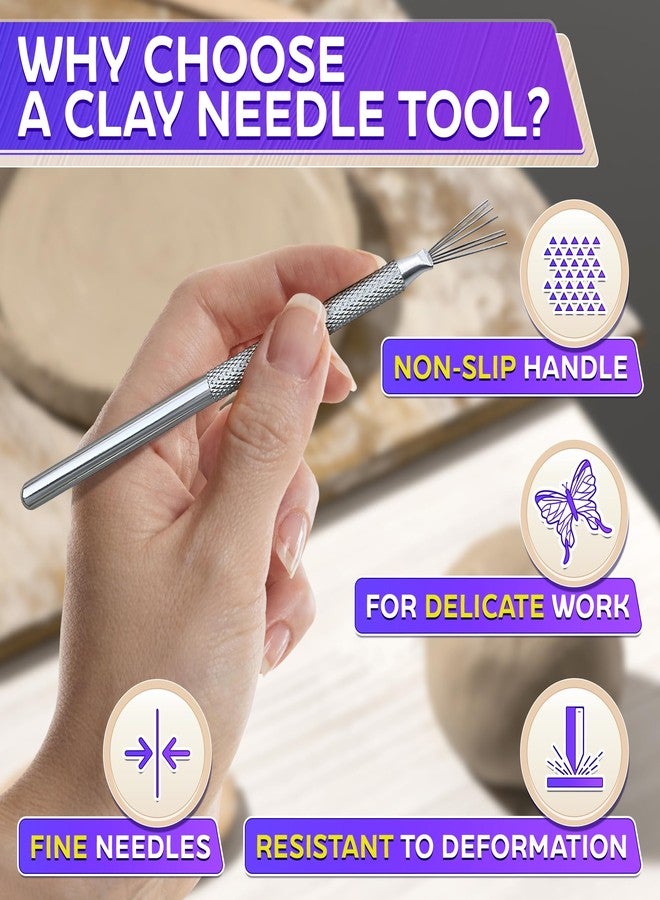 KETAR 2 Pcs Pottery Scoring Tool - 5.33" Clay Scoring Tool for Carving, Trimming & Molding | Stainless Steel Tips & Sturdy Aluminum Alloy Handles - Designed for Sculpting Clay, Ceramics, and DIY Craft Work - Image 4