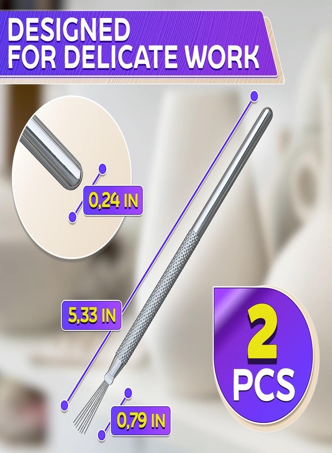 KETAR 2 Pcs Pottery Scoring Tool - 5.33" Clay Scoring Tool for Carving, Trimming & Molding | Stainless Steel Tips & Sturdy Aluminum Alloy Handles - Designed for Sculpting Clay, Ceramics, and DIY Craft Work - Image 2