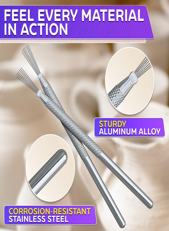 KETAR 2 Pcs Pottery Scoring Tool - 5.33" Clay Scoring Tool for Carving, Trimming & Molding | Stainless Steel Tips & Sturdy Aluminum Alloy Handles - Designed for Sculpting Clay, Ceramics, and DIY Craft Work - Image 3