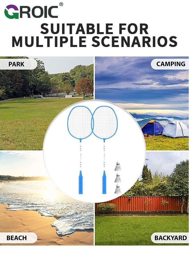 1 Pairs Badminton Rackets Set with 3 Badminton Balls and Carry Bag, Lightweight Professional Badminton Racket Set for Beginners, Badminton Racket Set for Outdoor Sport, Professional Training