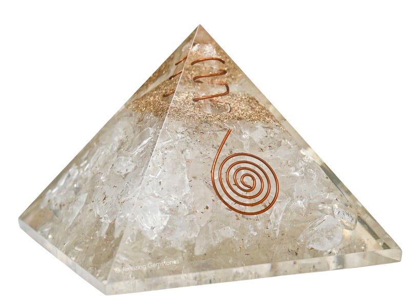 Amazing Gemstone Orgone Pyramid with Clear Quartz Crystal and Healing Coil Quartz Point Natural Healing Stones Orgonite Energy Generator for Yoga Meditation
