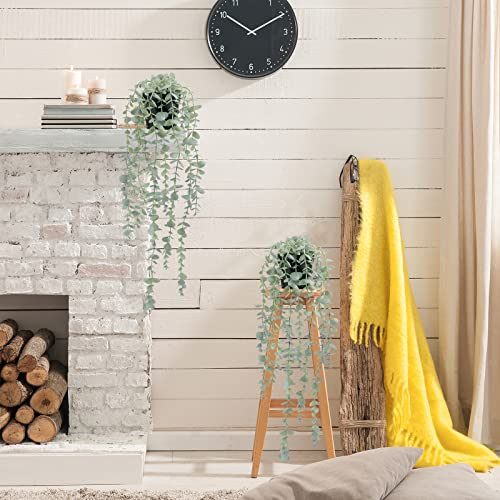 COCOBOO 2pcs Artificial Hanging Eucalyptus Plants for Shelf, Fake Potted Plant Fake Drooping Plant for Wall Room Home Patio Indoor Outdoor Décor - Image 4