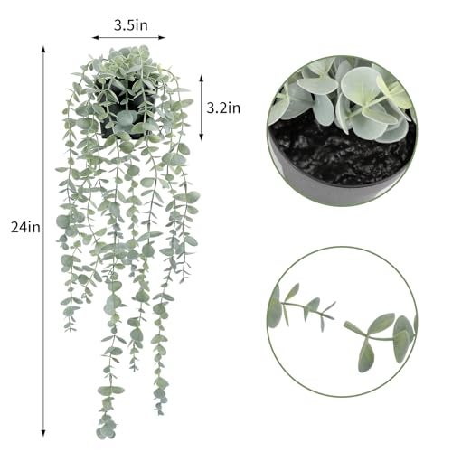 COCOBOO 2pcs Artificial Hanging Eucalyptus Plants for Shelf, Fake Potted Plant Fake Drooping Plant for Wall Room Home Patio Indoor Outdoor Décor - Image 2