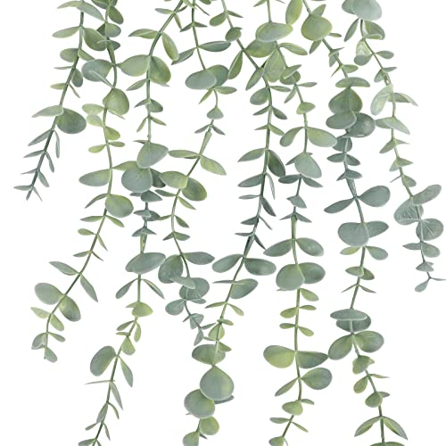 COCOBOO 2pcs Artificial Hanging Eucalyptus Plants for Shelf, Fake Potted Plant Fake Drooping Plant for Wall Room Home Patio Indoor Outdoor Décor - Image 3