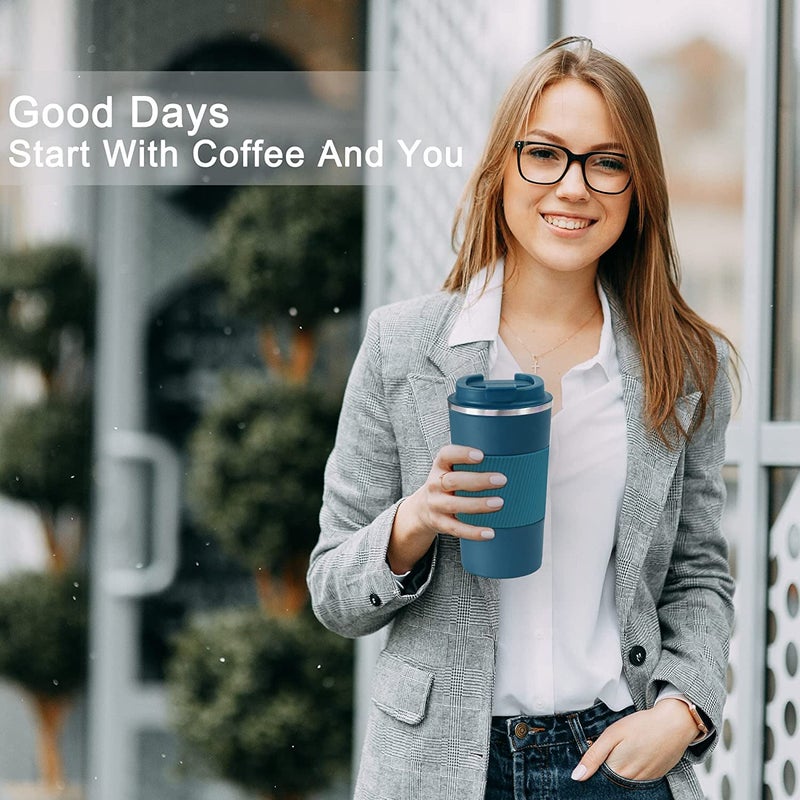 ZOKIXTO New Stainless Steel Vacuum Insulated Travel Tea and Coffee Mug Insulated Cup for Hot Cold Drinks Travel Thermos Flask with Lid Blue 510 Ml - Image 5