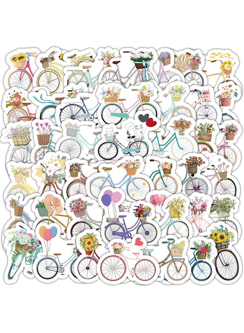 53Pcs Bike Stickers Pack for Kids Teens Adults, Colourful Bicycle Waterproof Vinyl Decals, Outdoor Sports Bicycle Race Stickers for Water Bottles Luggage Computer Skateboard Laptop Phone Case Bike - Image 1