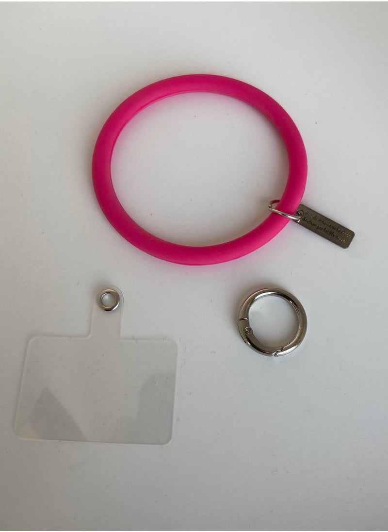 Silicone Loop Lanyard with Phone Holder, Universal Mobile Strap with Key Chain Ring