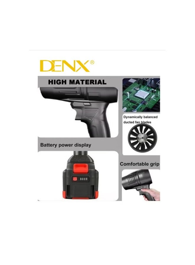 Denx Portable and Lightweight Cordless Air Blower with 21V Battery, 550W Motor - Battery Powered Turbo Cleaning and Drying Tool - Compact and Lightweight Black Air Blower for Home, Car, and Electronics Cleaning - Powerful Airflow for Quick Drying and Cleaning Tasks - Image 4