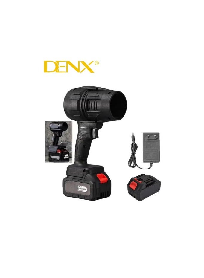 Denx Portable and Lightweight Cordless Air Blower with 21V Battery, 550W Motor - Battery Powered Turbo Cleaning and Drying Tool - Compact and Lightweight Black Air Blower for Home, Car, and Electronics Cleaning - Powerful Airflow for Quick Drying and Cleaning Tasks - Image 1