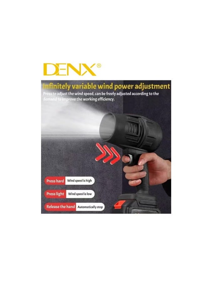 Denx Portable and Lightweight Cordless Air Blower with 21V Battery, 550W Motor - Battery Powered Turbo Cleaning and Drying Tool - Compact and Lightweight Black Air Blower for Home, Car, and Electronics Cleaning - Powerful Airflow for Quick Drying and Cleaning Tasks - Image 3