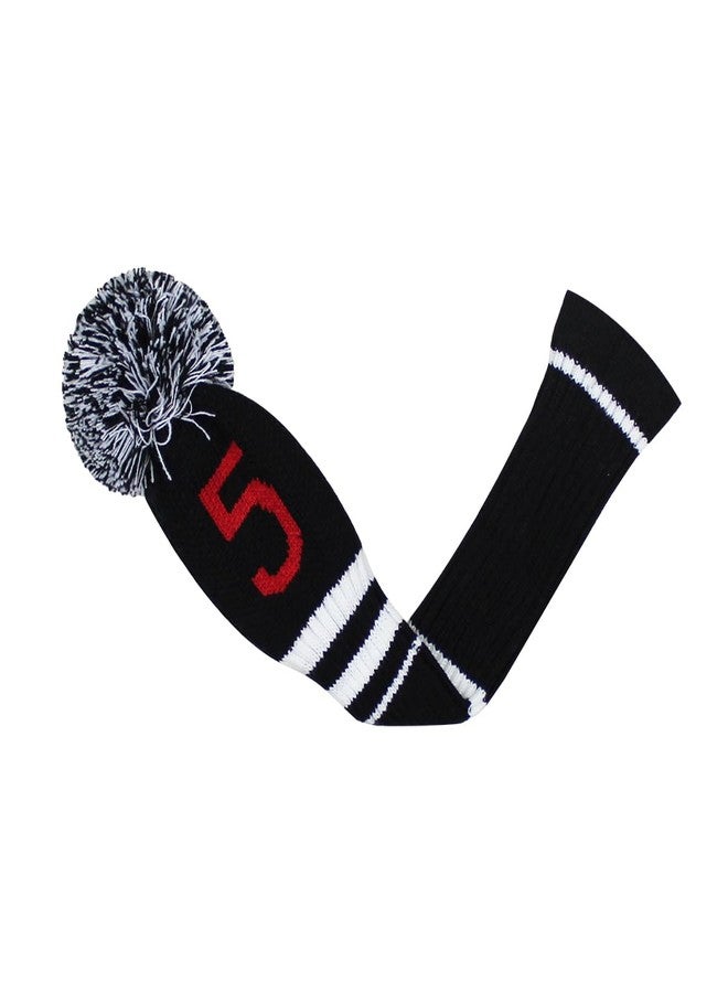 Scott Edward Knit Golf Club Cover for Woods and Driver Set of 5 Head Covers Protect Driver Wood(460cc) 1 Fairway Wood2 and Hybrid/UT2 with Rotating Club Number Tags (Black Red Numbers) - Image 4