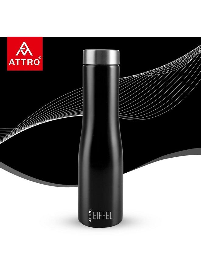 ATTRO Eiffel 1000ml Stainless Steel Single Wall Water Bottle Sleek & Stylish BPA-Free Leak-Proof Ideal for School, Office & Outdoor - Set of 2 Black - Image 4