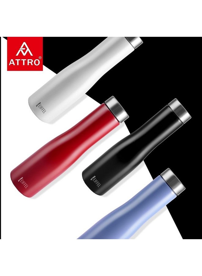 ATTRO Eiffel 1000ml Stainless Steel Single Wall Water Bottle Sleek & Stylish BPA-Free Leak-Proof Ideal for School, Office & Outdoor - Set of 2 Black - Image 2