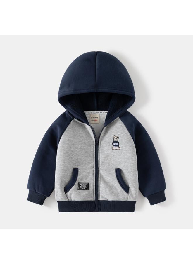Wapypy Children's Clothing Autumn And Winter New Boys Zipper Coat Baby Padded Hoodie A Generation Of Hair