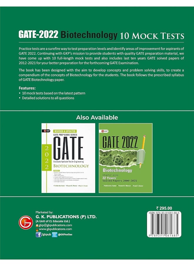 Gate Biotechnology 10 Mock Tests by Dr. Prabhanshu Kumar, Er. Preeti T. Kumar 2022  - Image 2