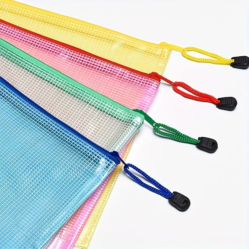 5 Pieces Assorted A4 Colorful Zippered Document Bags Wear Resistant Plastic Folders Office Study Classification Storage Bags Multiple Colors For Organizing Materials Student Exam Papers Certificate Protectors - Image 4