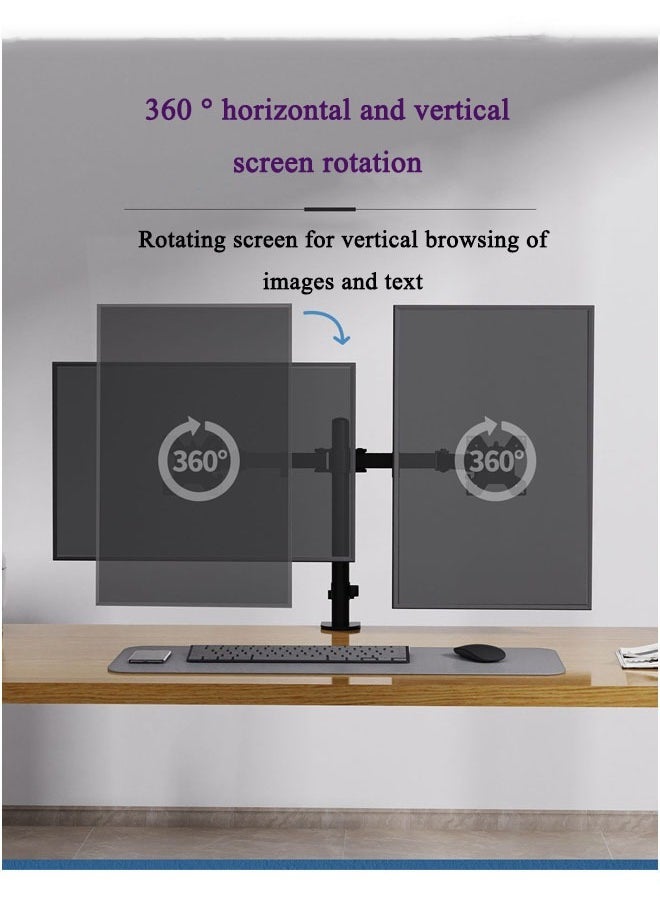 Arabest - Dual Monitor Stand, Desk Mount, Monitor Arm for 2 LCD LED Monitor Screens up to 27", Heavy Duty Fully Adjustable Stand, Gaming Monitor Stand with Clamp and Grommet Mounting Base - Image 1