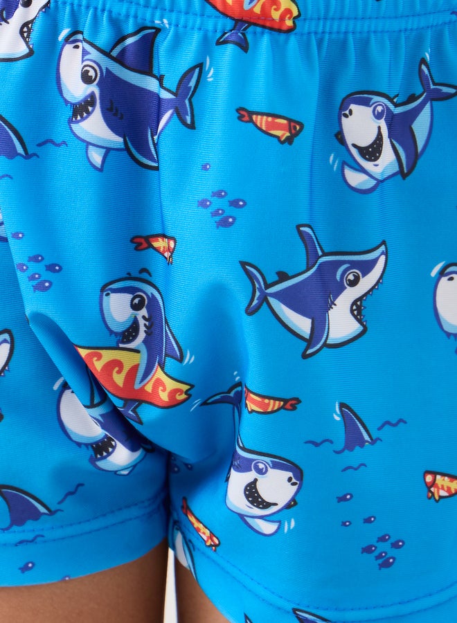 Styli Styli Graphic Print Swim Shorts with Hat  - Image 4