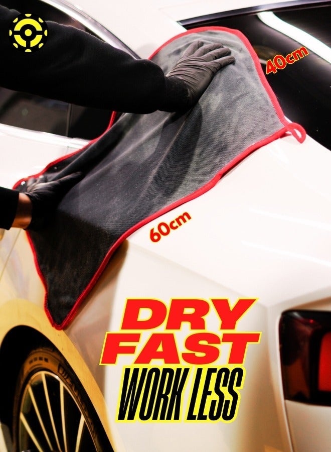 ايونك فوطة تجفيف سيارة احترافية فاخرة من المايكروفايبر، فائقة الامتصاص بتقنية تويستد لووب، تجفيف خالٍ من الخطوط والخدوش للسيارات 40 × 60 سم (رمادي) - Image 5