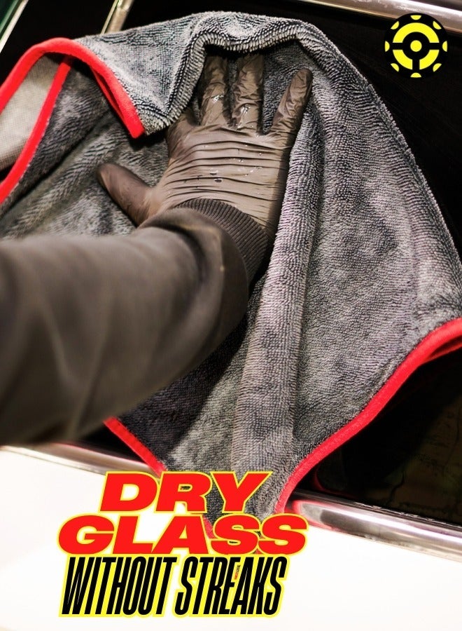 ايونك فوطة تجفيف سيارة احترافية فاخرة من المايكروفايبر، فائقة الامتصاص بتقنية تويستد لووب، تجفيف خالٍ من الخطوط والخدوش للسيارات 40 × 60 سم (رمادي) - Image 4