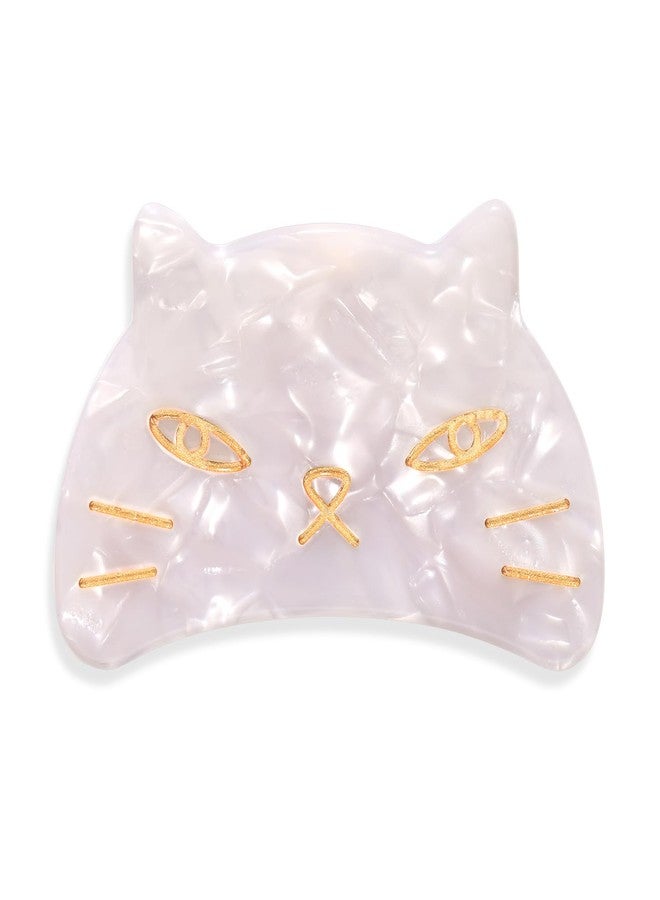 BVGA Hair Claw Clip 2.6 Inch Tortoiseshell Grip Hair Jaw Clip Strong Hold Cute Cat Shape Hair Claw Clamp for Women Girls (White) - Image 1